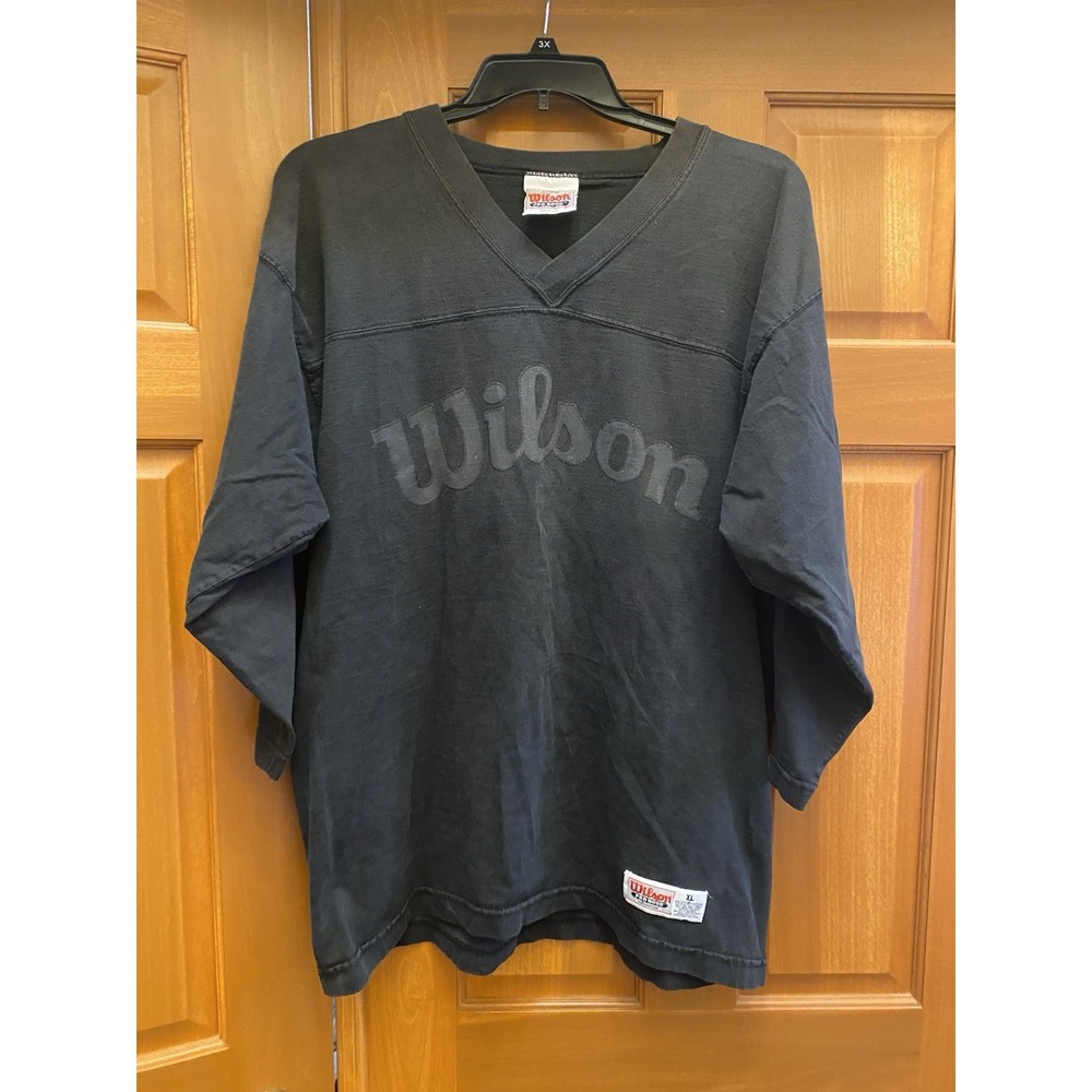 Vintage 90s Wilson Pro 5000 Football Jersey Shirt XL Black Boxy Fit USA